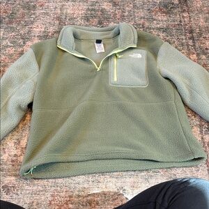 The North Face Sage Green Half-Zip Fleece with Lime Accents